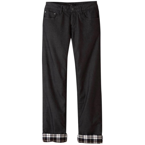 [Prana] Dark Wash Denim Mid Rise Flannel Lined Straight Leg Boyfriend Jeans Sz 6 - Picture 12 of 12